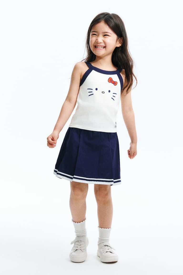 Ribbed Tank Top with Motif
