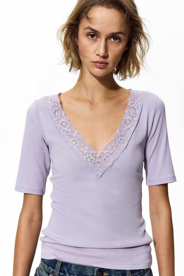 Ribbed V-Neck Top
