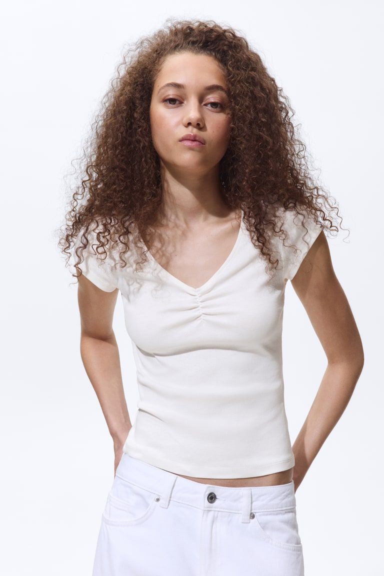 Ribbed V-Neck Top