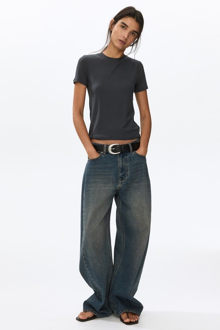 Ribbed Viscose T-Shirt
