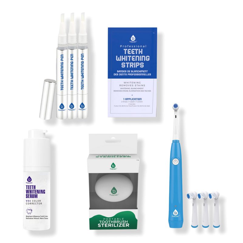 Rotary Electric Toothbrush, UV Sterilizer, V34 Serum, Whitening Strips, & Pens