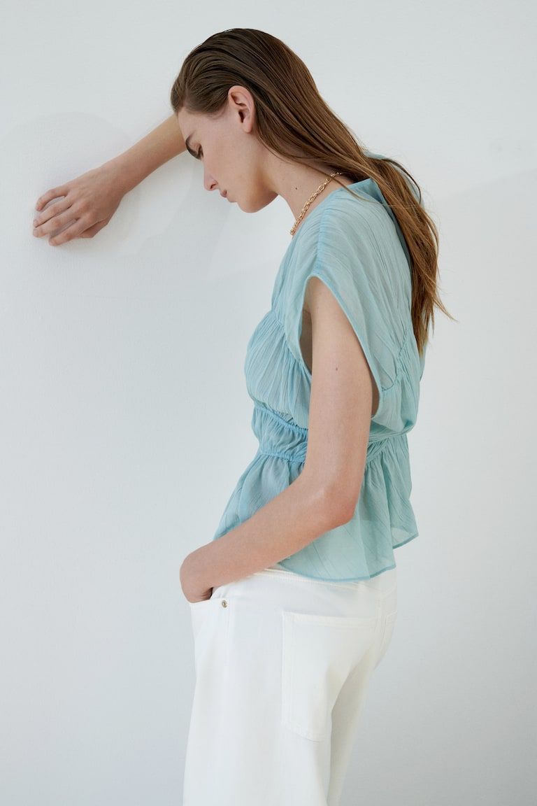 Ruched Cotton Blouse