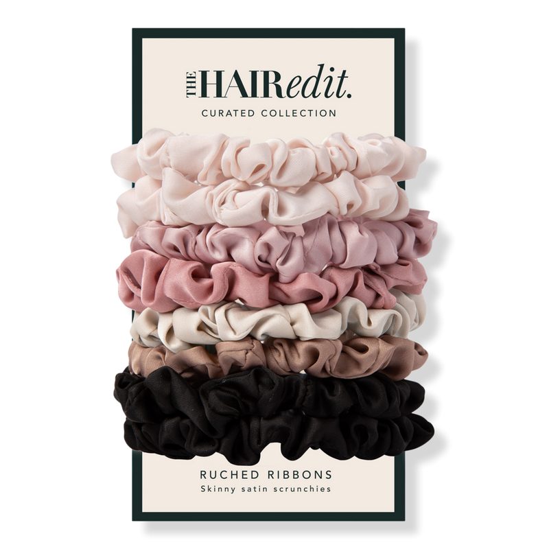 Ruched Ribbons Skinny Satin Scrunchies Set - Multi-Color
