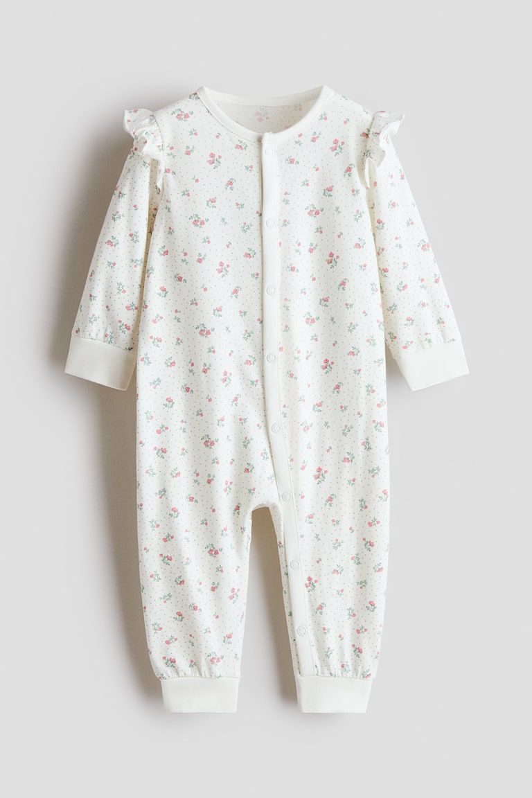 Ruffle-Detail Cotton Pajama Jumpsuit