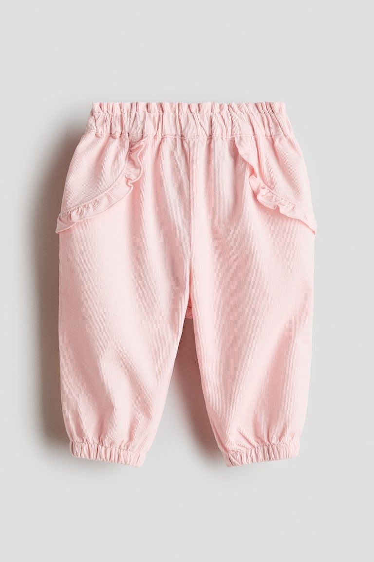 Ruffle-Trimmed Corduroy Pants