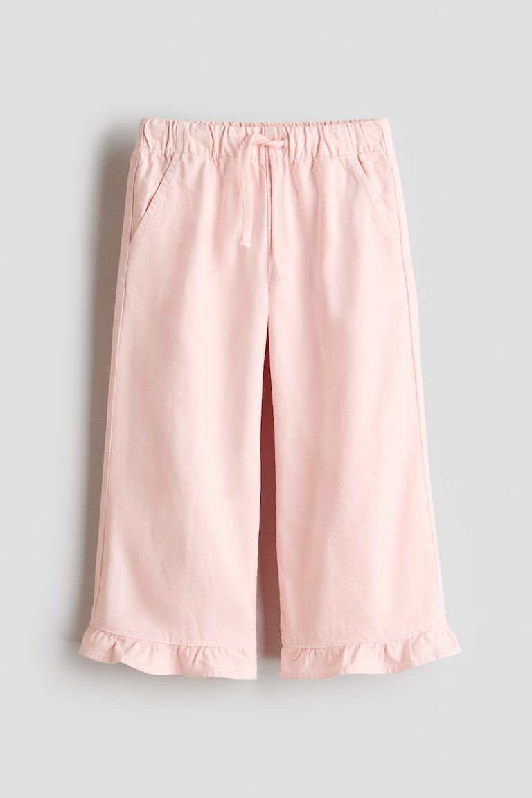 Ruffle-Trimmed Cotton Pants