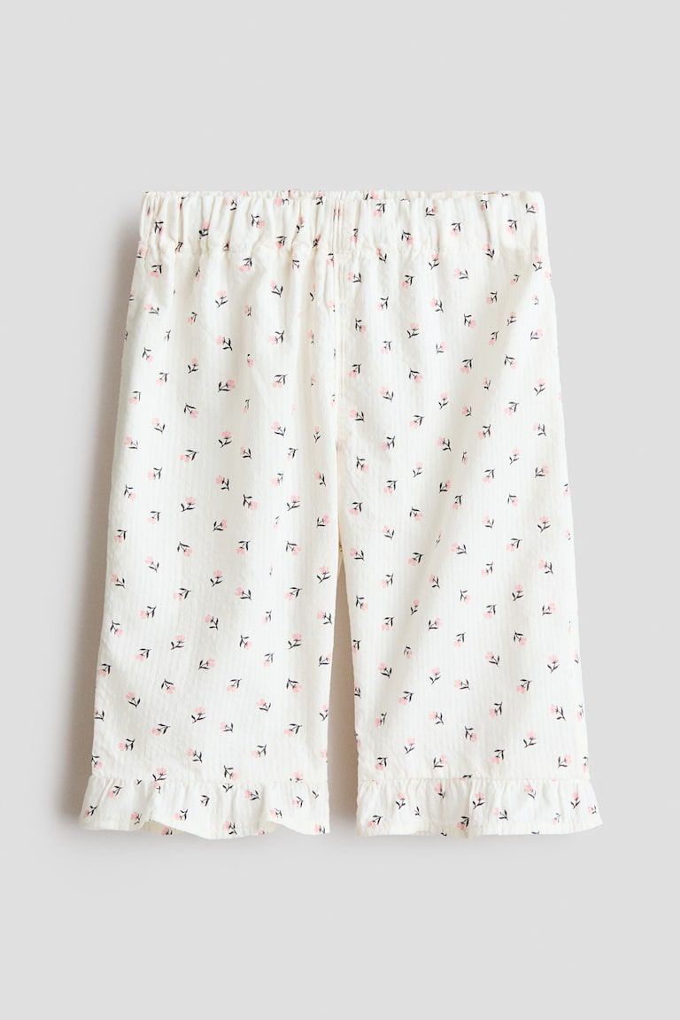 Ruffle-Trimmed Cotton Pants