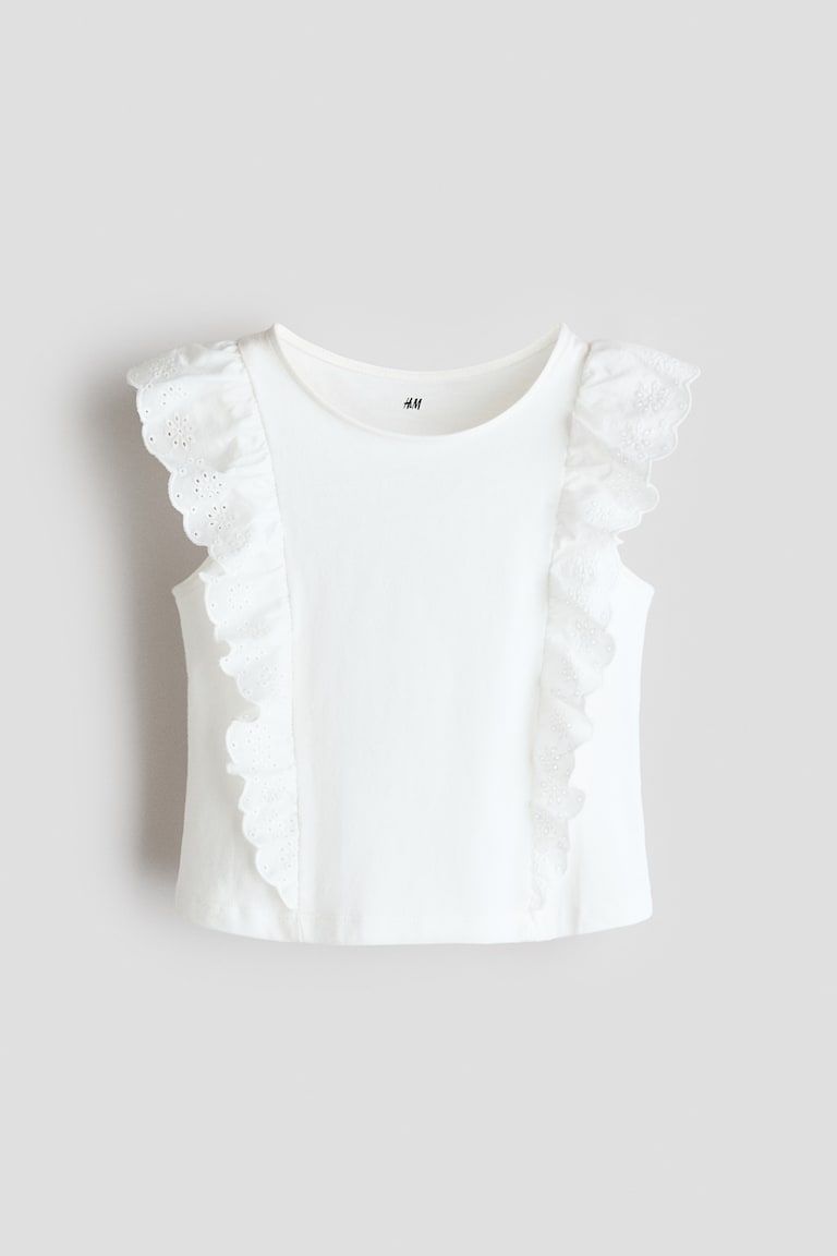 Ruffle-Trimmed Cotton Top
