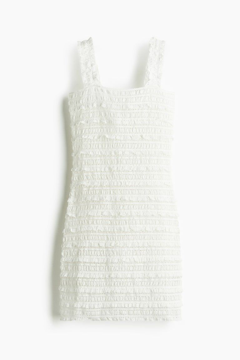 Ruffle-Trimmed Lace-Look Dress