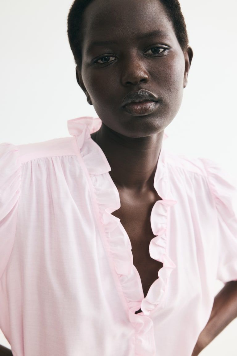 Ruffled Puff-Sleeved Blouse