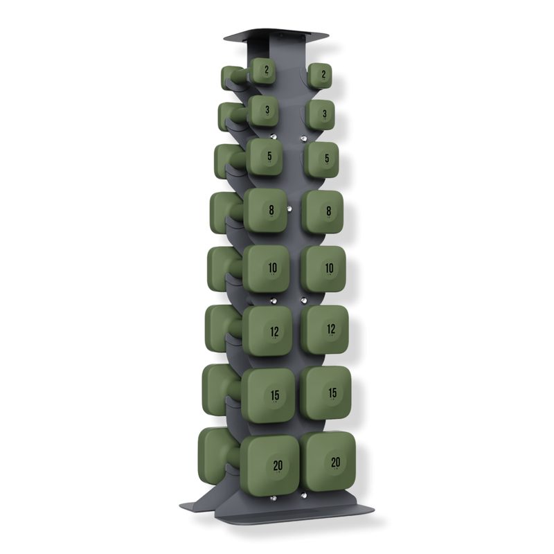 SafeGrip Dumbbells Full Set with Dark Rack - Forest