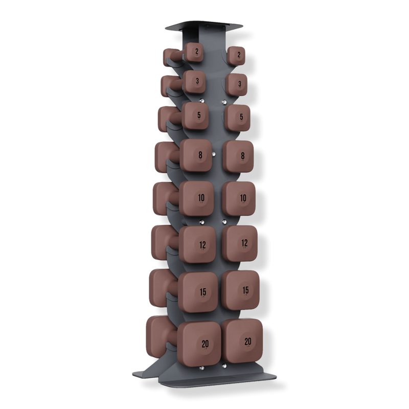 SafeGrip Dumbbells Full Set with Dark Rack - Rose