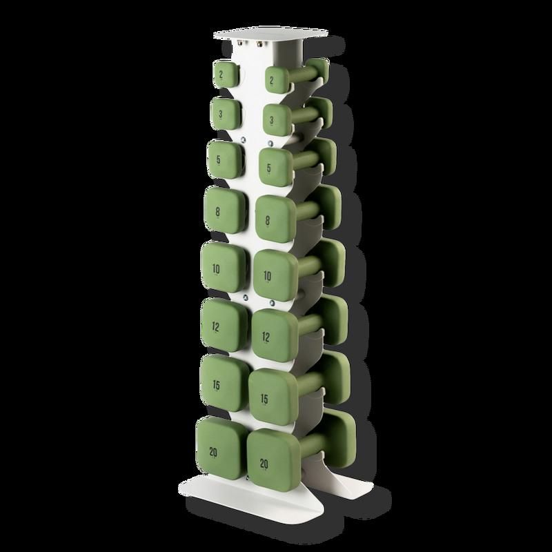 SafeGrip Dumbbells Full Set with Light Rack - Forest