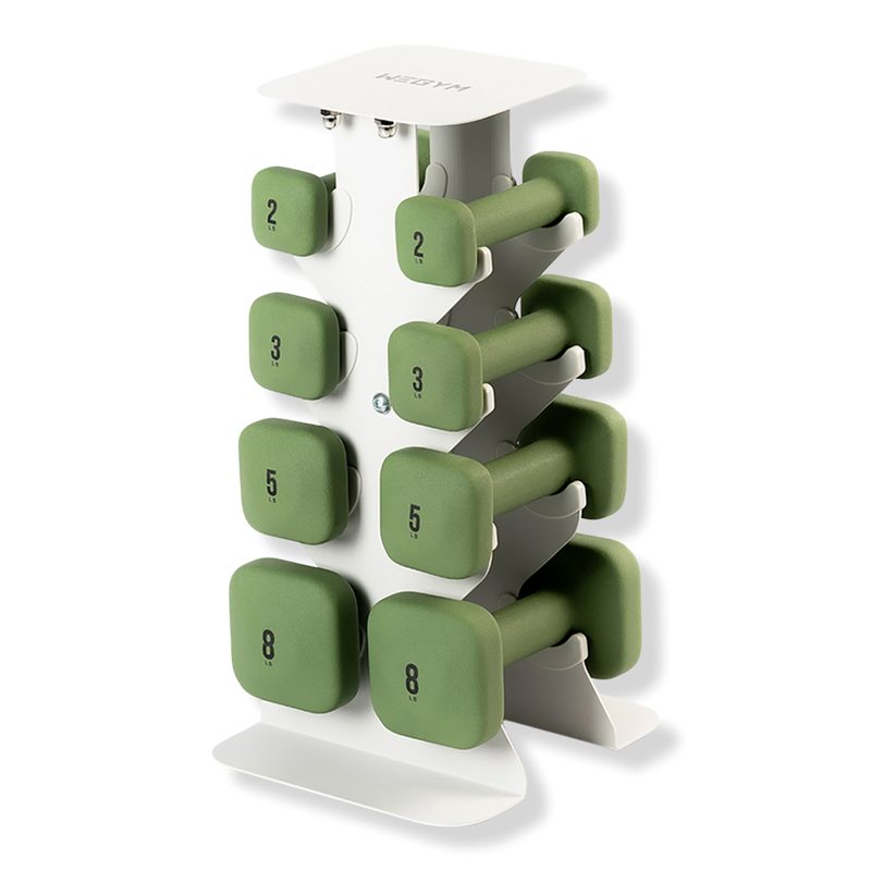 SafeGrip Dumbbells Lower Set with Light Rack - Forest