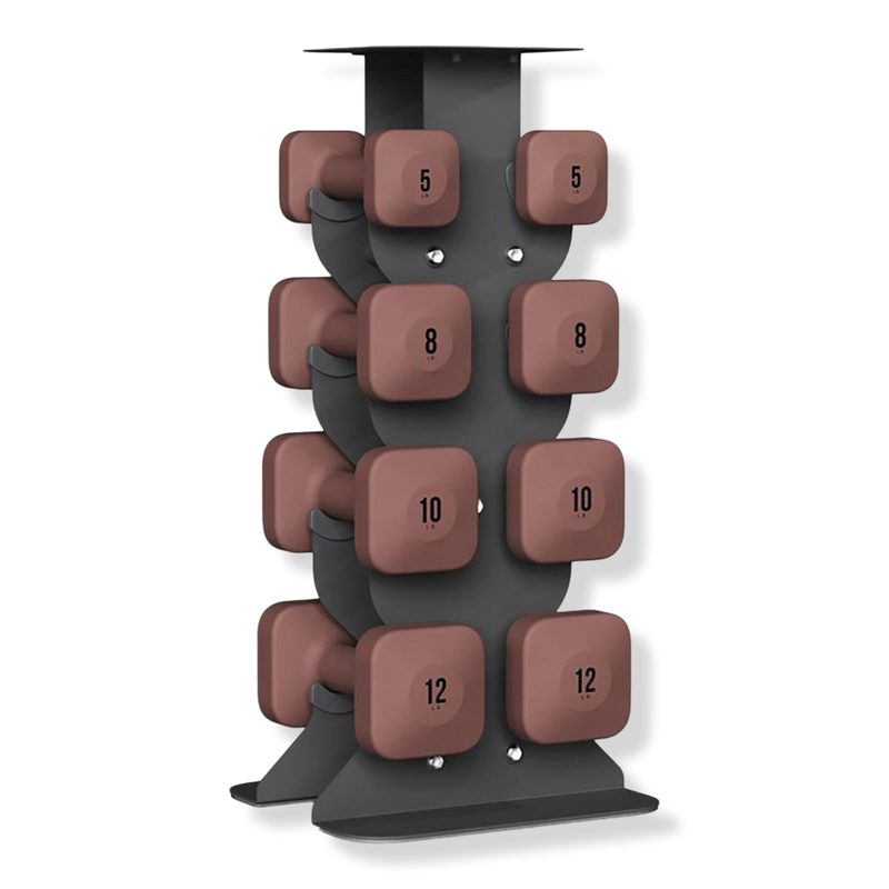 SafeGrip Dumbbells Middle Set with Dark Rack - Rose