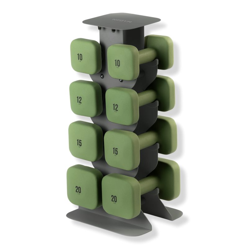 SafeGrip Dumbbells Upper Set with Dark Rack - Forest