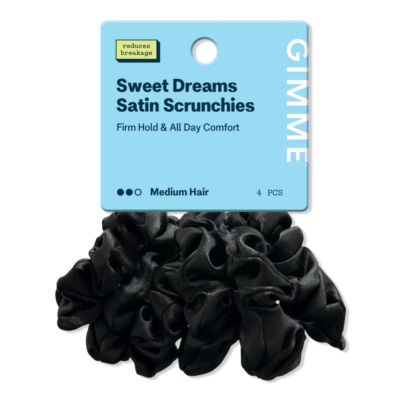Satin Hair Scrunchies - Black