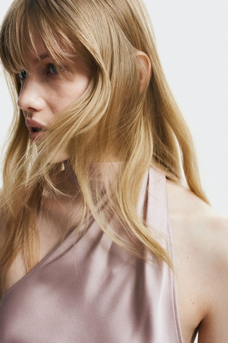 Scarf-Collar One-Shoulder Top
