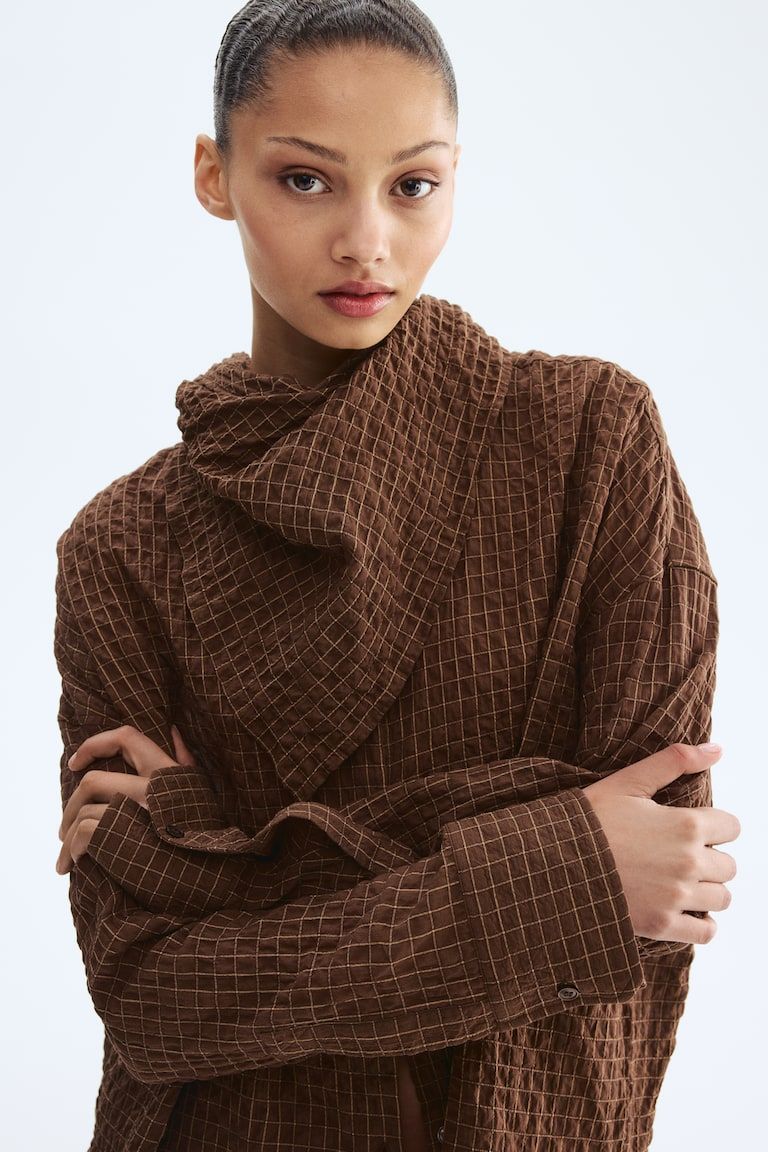 Seersucker Shirt with Scarf