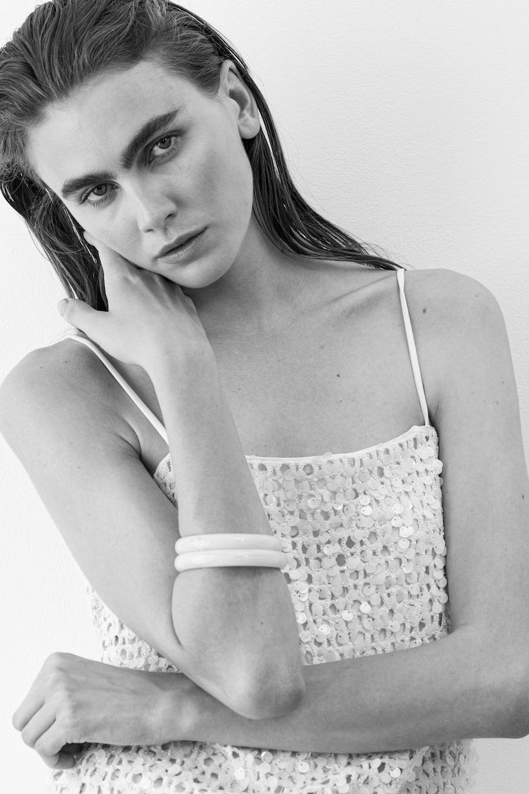 Sequined Mesh Top