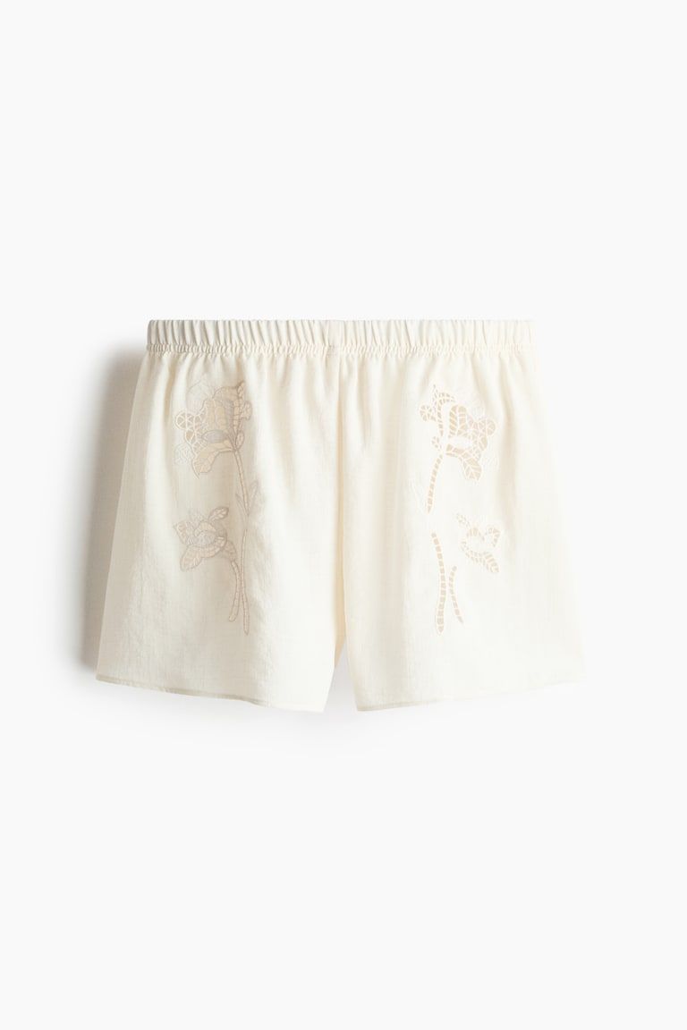 Shorts with Eyelet Embroidery