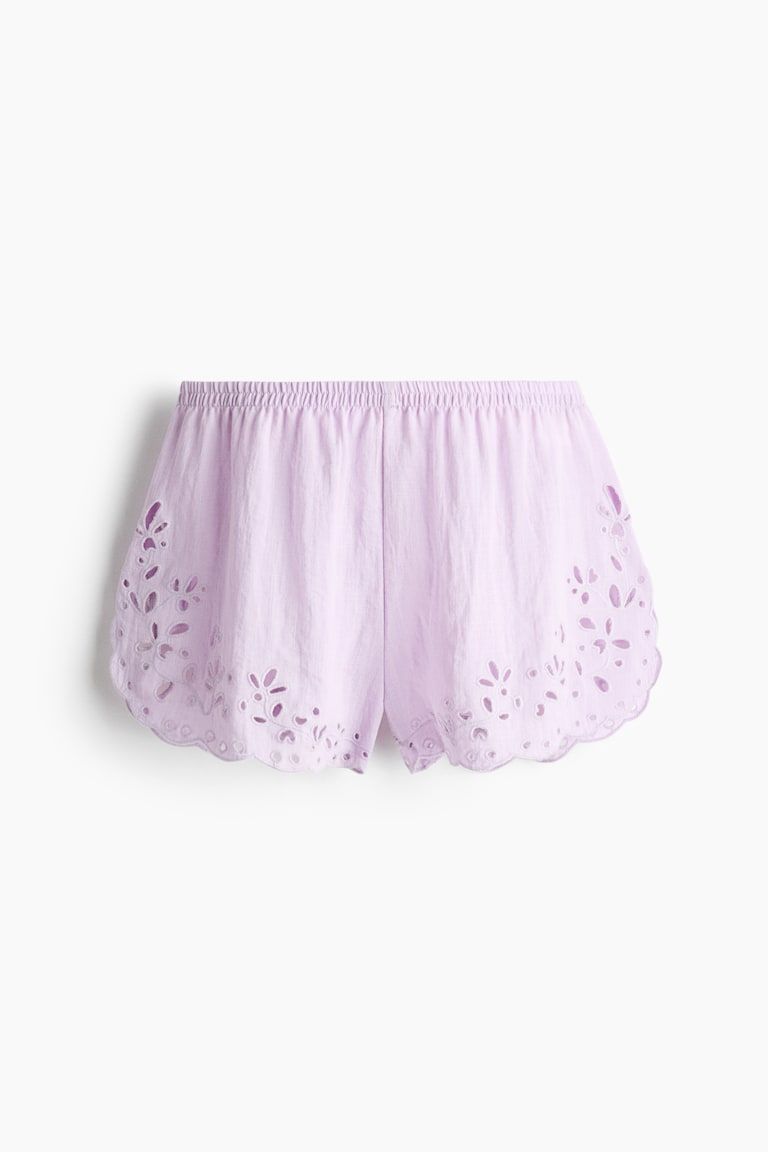 Shorts with Eyelet Embroidery