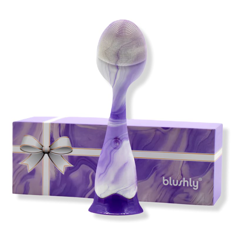 Silicone Facial Cleansing Brush with Heat - Purple Marble