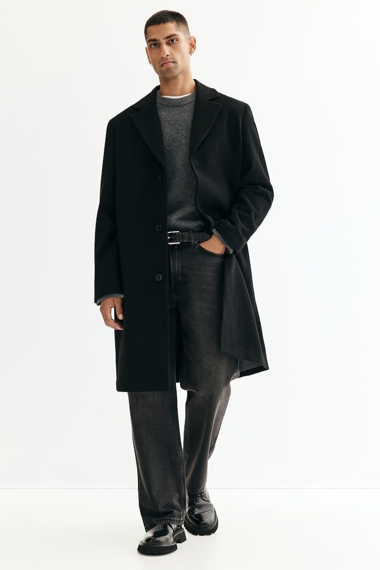 Single-Breasted Wool-Blend Coat