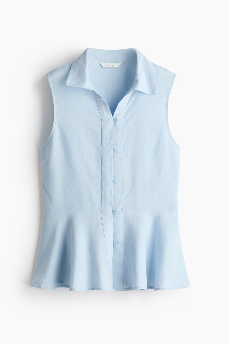 Sleeveless Linen-Blend Shirt