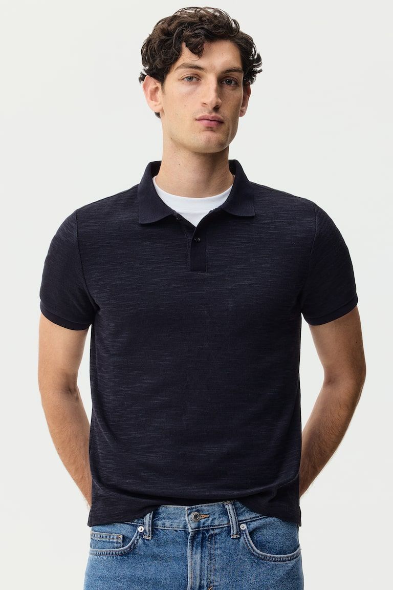 Slim-Fit Jacquard-Knit Polo Shirt