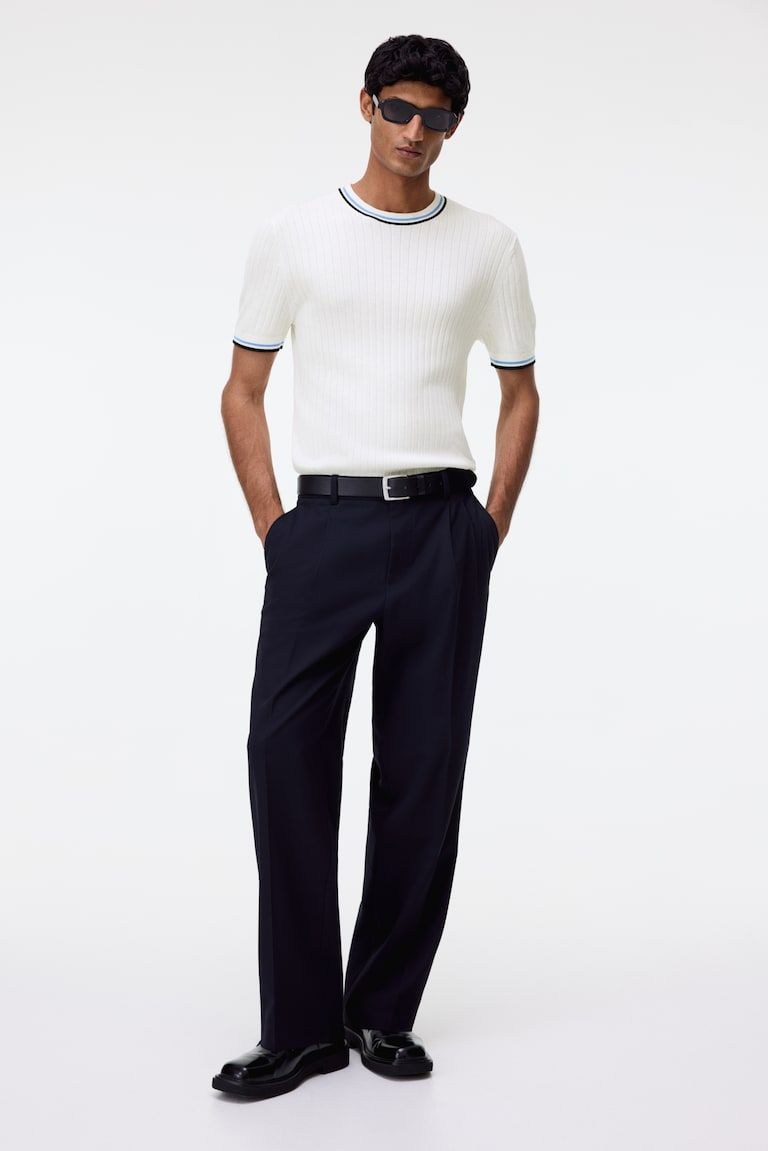 Slim-Fit Rib-Knit T-Shirt