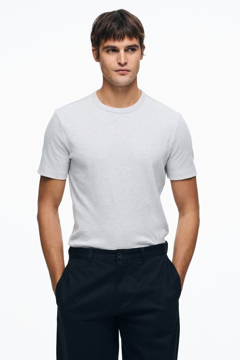 Slim-Fit Ribbed T-Shirt