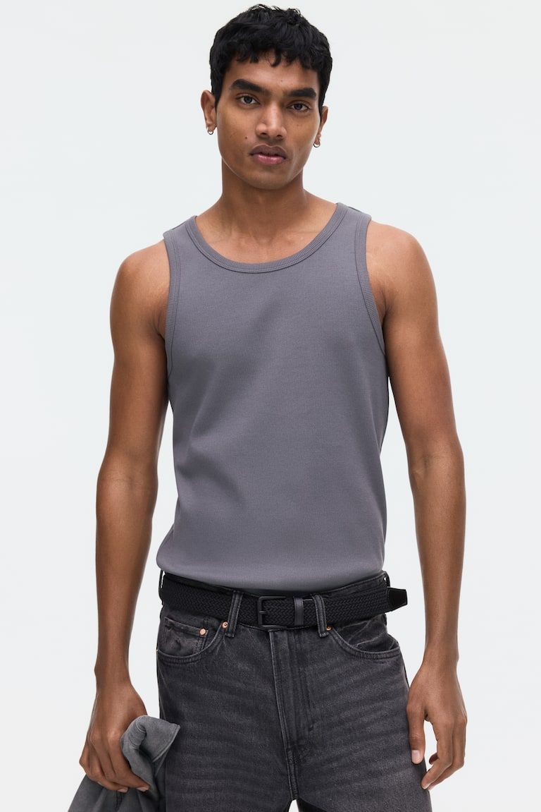 Slim-Fit Ribbed Tank Top
