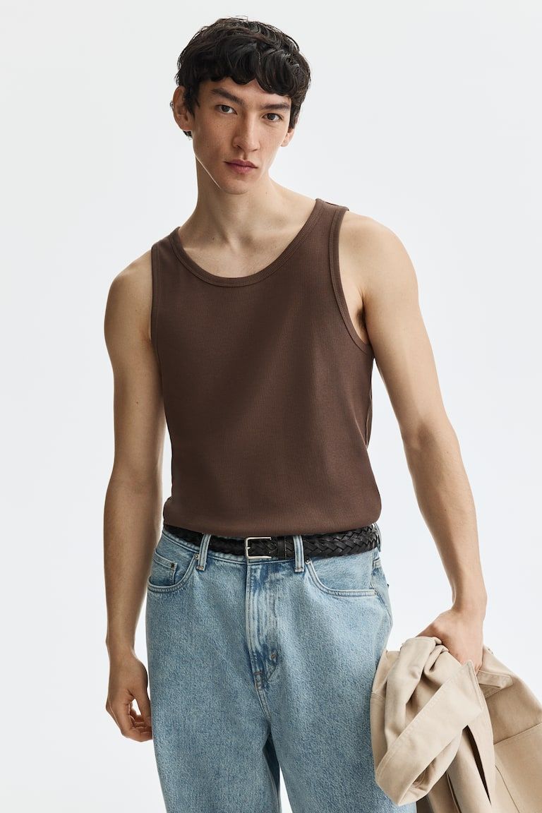 Slim-Fit Ribbed Tank Top