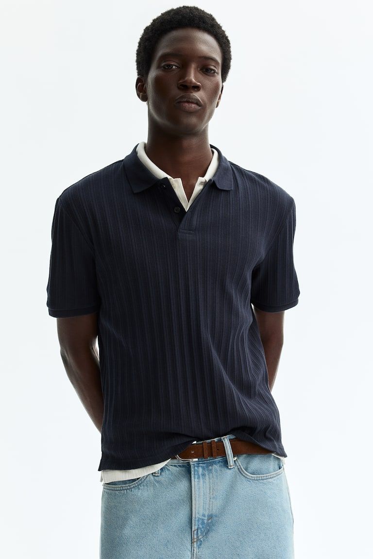 Slim-Fit Textured Jersey Polo Shirt