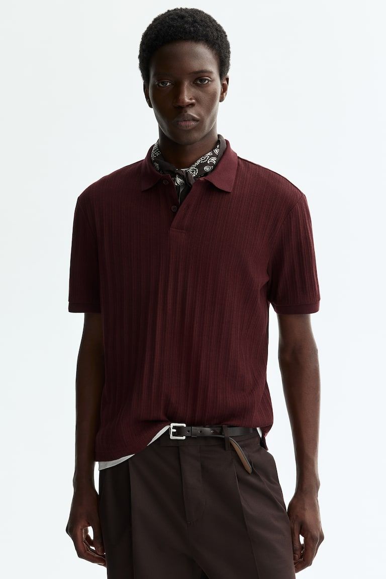 Slim-Fit Textured Jersey Polo Shirt