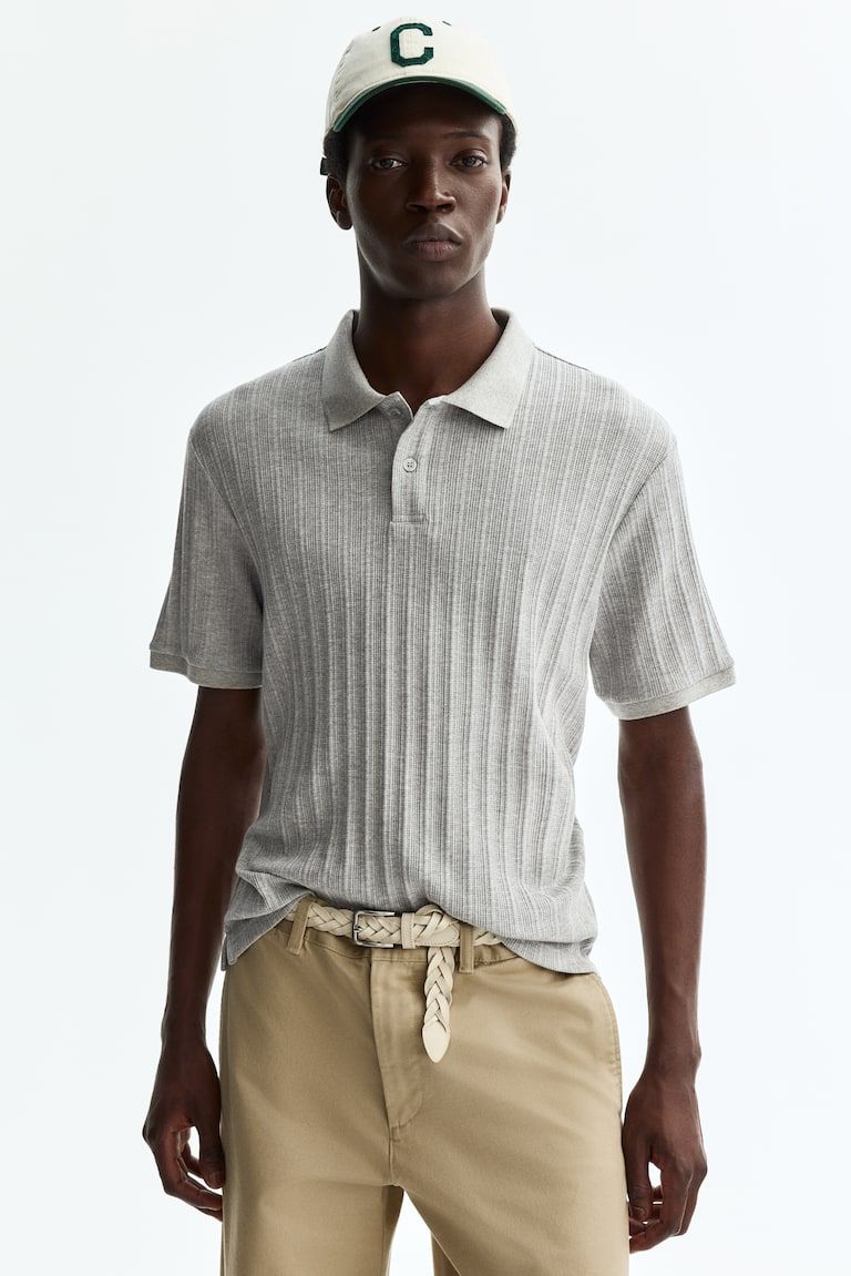 Slim-Fit Textured Jersey Polo Shirt