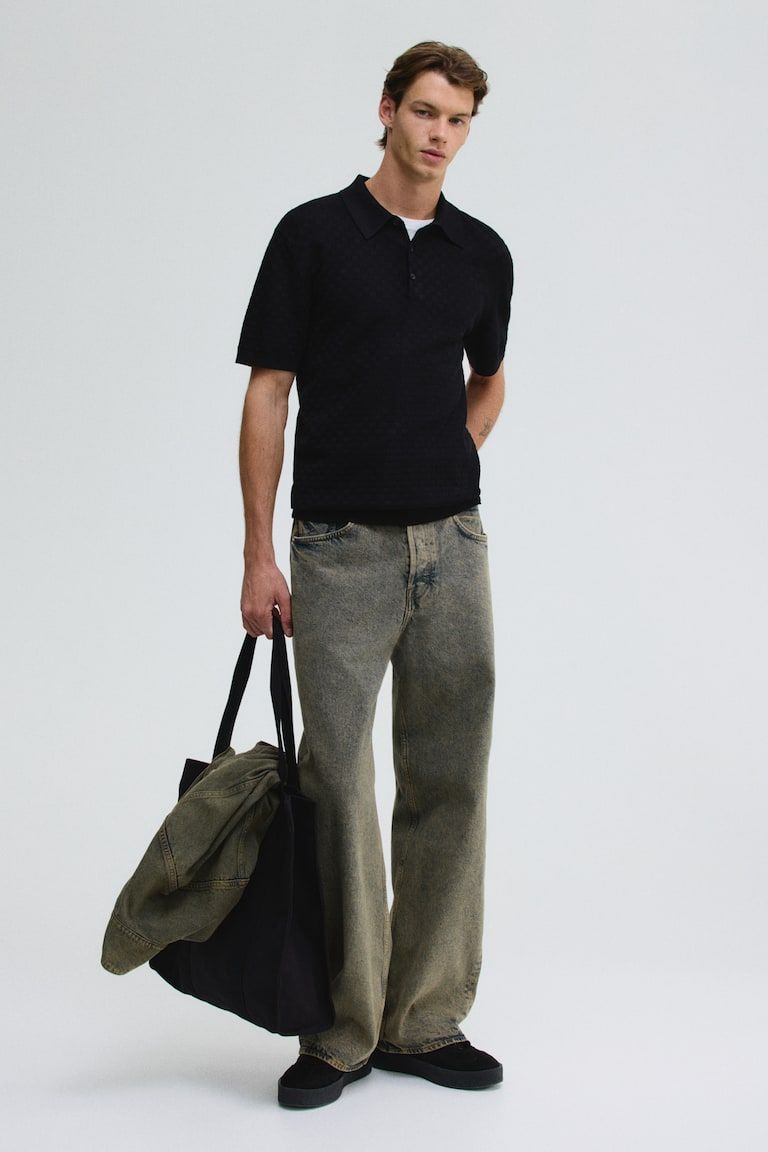 Slim-Fit Textured-Knit Polo Shirt