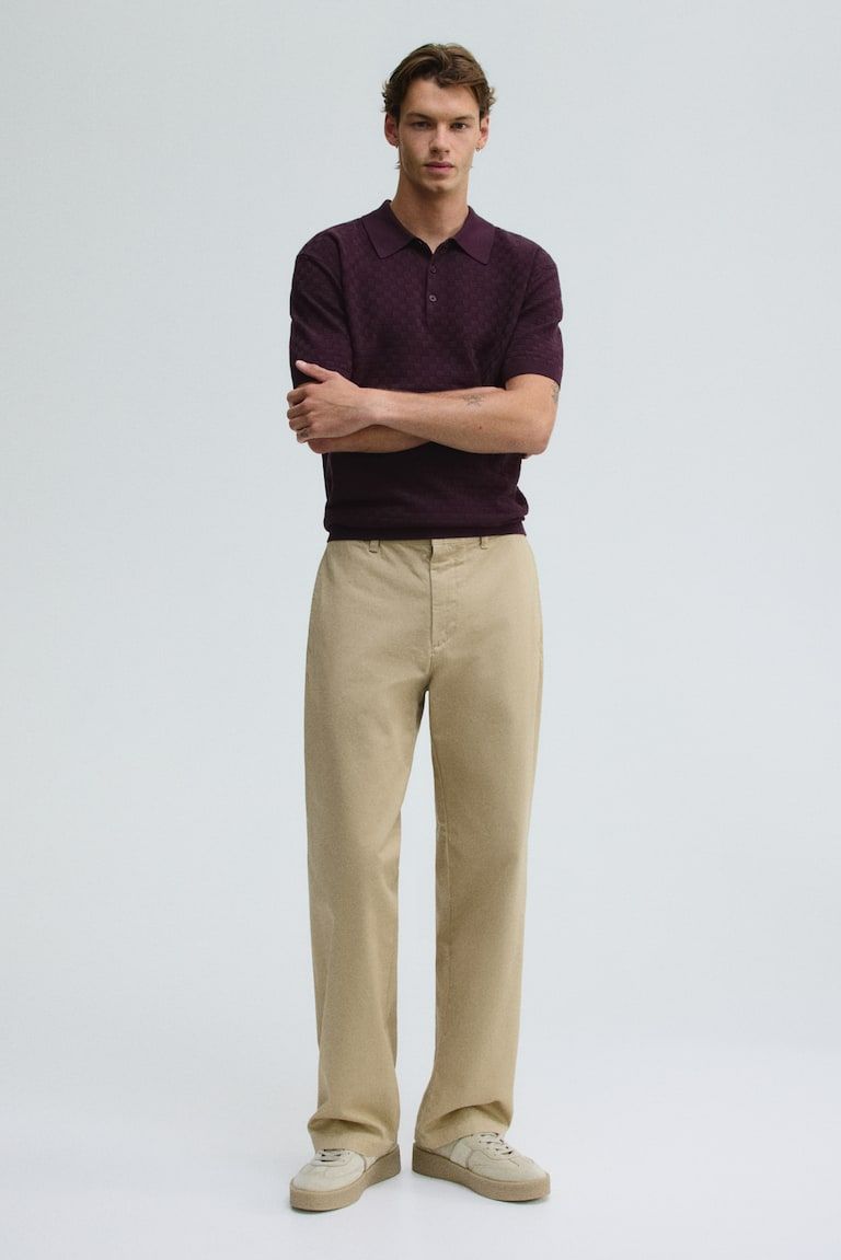 Slim-Fit Textured-Knit Polo Shirt