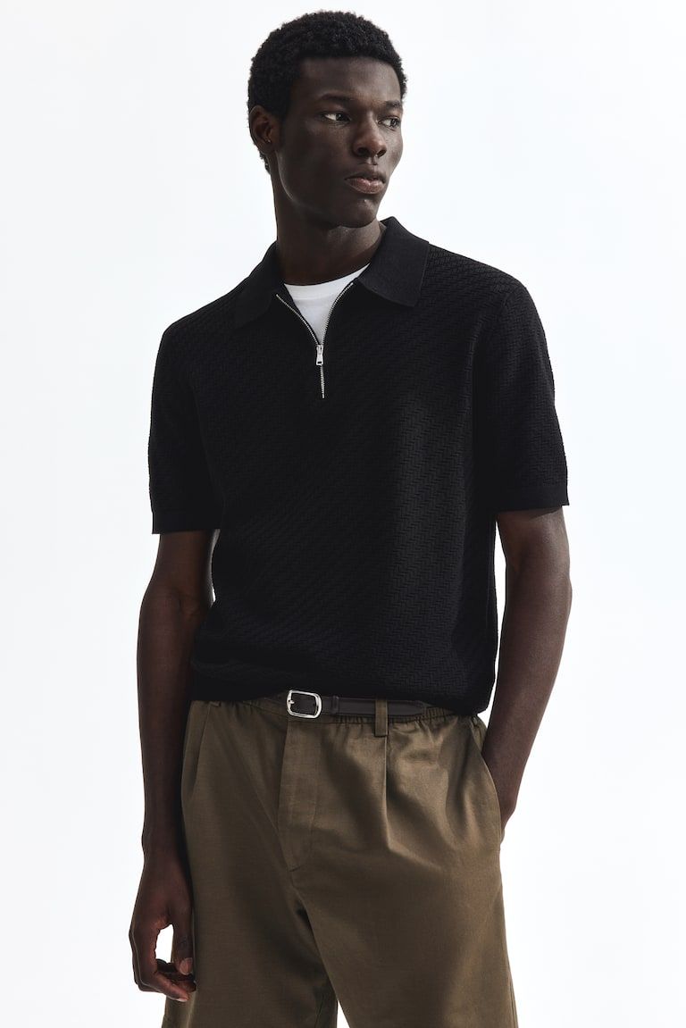 Slim-Fit Textured Polo Shirt