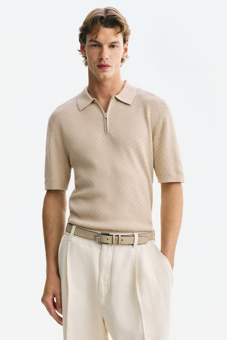 Slim-Fit Textured Polo Shirt