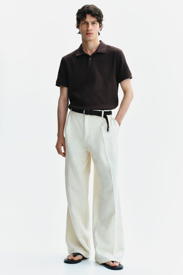 Slim-Fit Waffle-Knit Polo Shirt