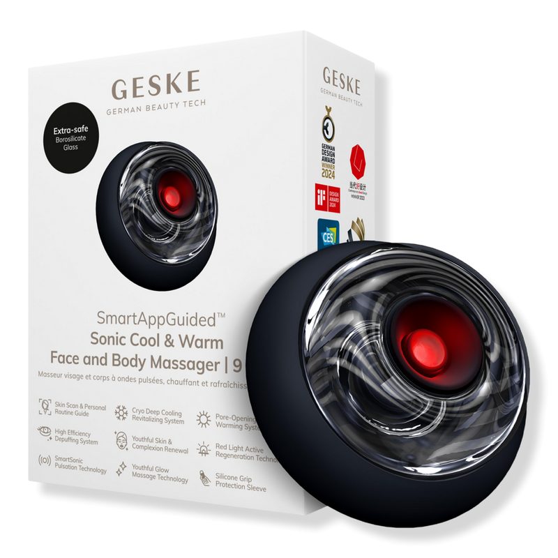 SmartAppGuided Sonic Cool & Warm Face and Body Massager | 9 in 1 - Black