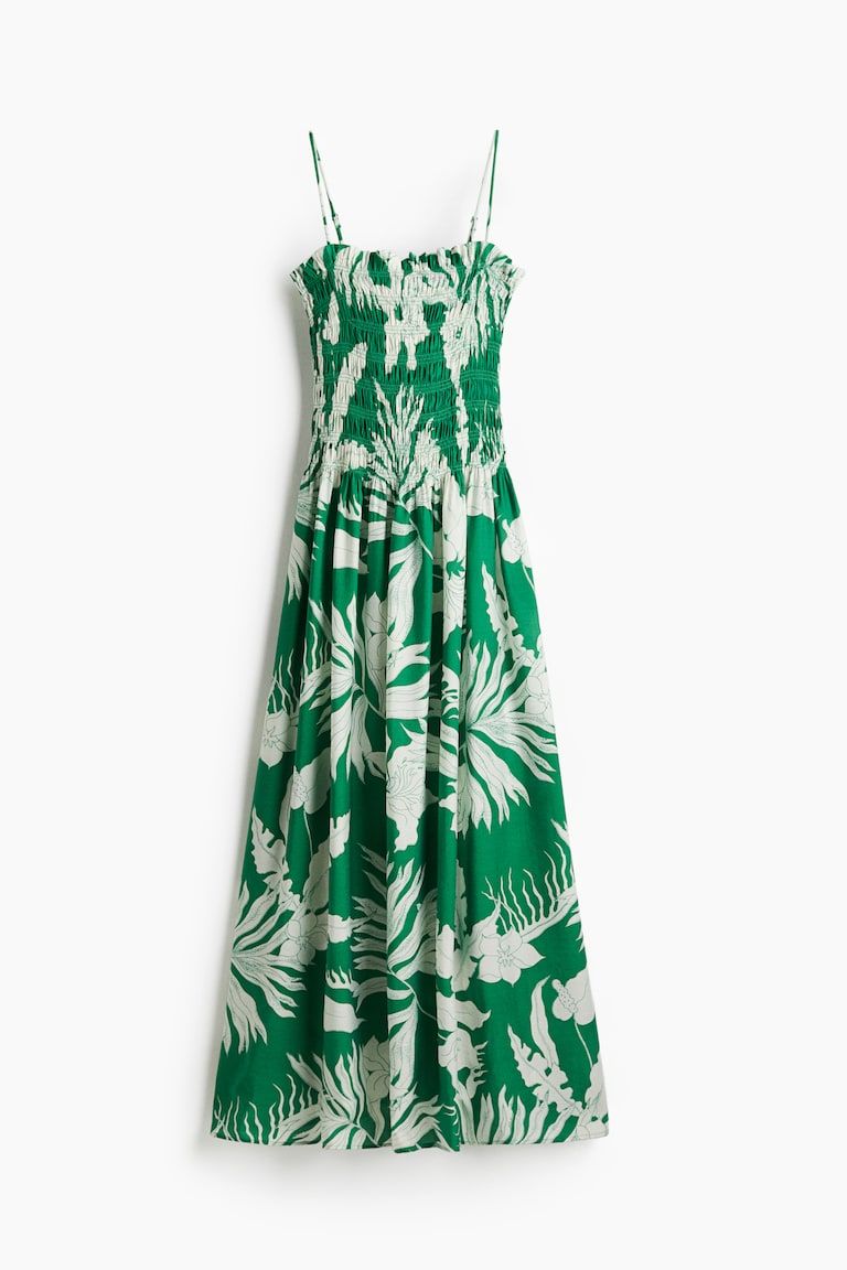 Smocked-Bodice Strappy Dress