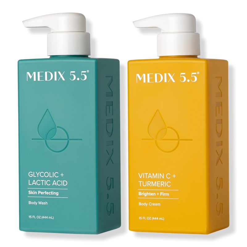 Smooth + Glow Duo | Glycolic + Lactic Acid Body Wash, Vitamin C + Turmeric Body Cream