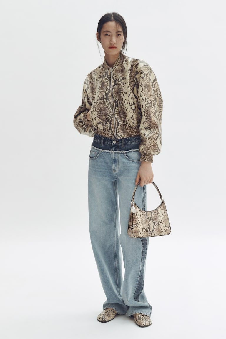 Snakeskin-Print Bomber Jacket