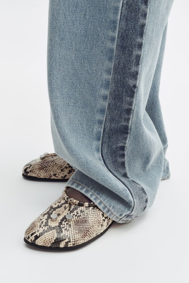 Snakeskin-Print Flats
