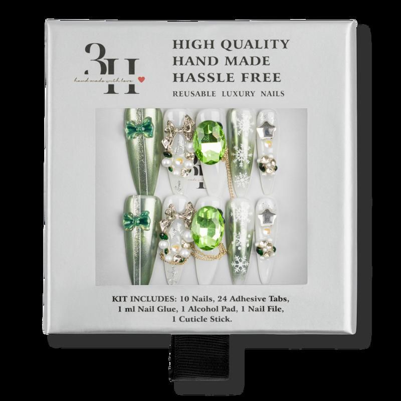 Snowflake Jewel Handmade Press-On Nails - Large