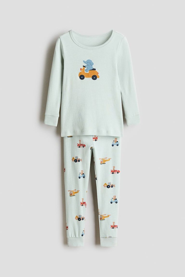 Snug-Fit Printed Cotton Pajamas