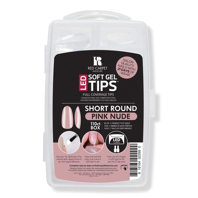 Soft Gel Short Round Pink Nude Nail Tips